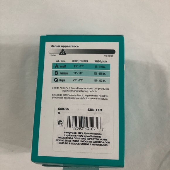 leggs everyday pantyhose 4 pairs extra value sheer toe suntan.size B(M) - Picture 4 of 4